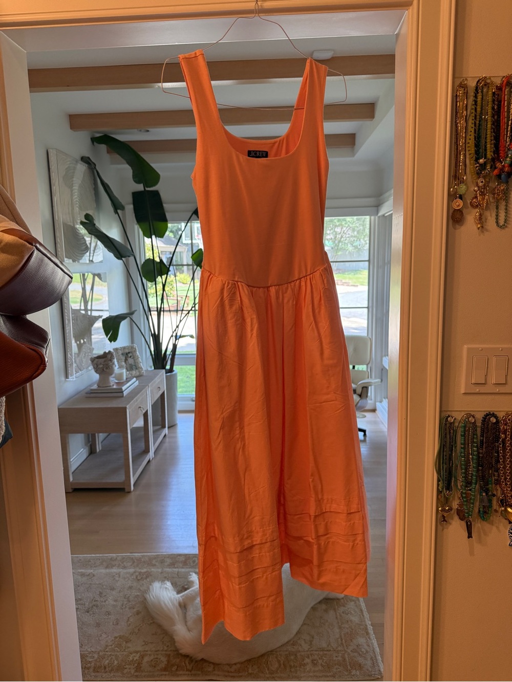 J. Crew Coral Orange Sleeveless Maxi Dress